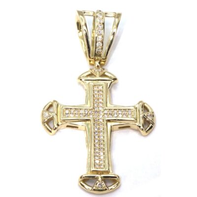 Pingente de crucifixo em ouro amarelo com diamante